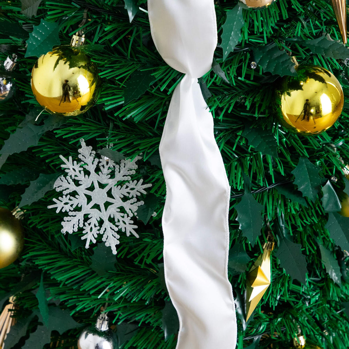 5' Pre-Lit Artificial Pop up Christmas Tree with Gold & Silver Ornaments, Ribbons and 100 Warm White LED Lights