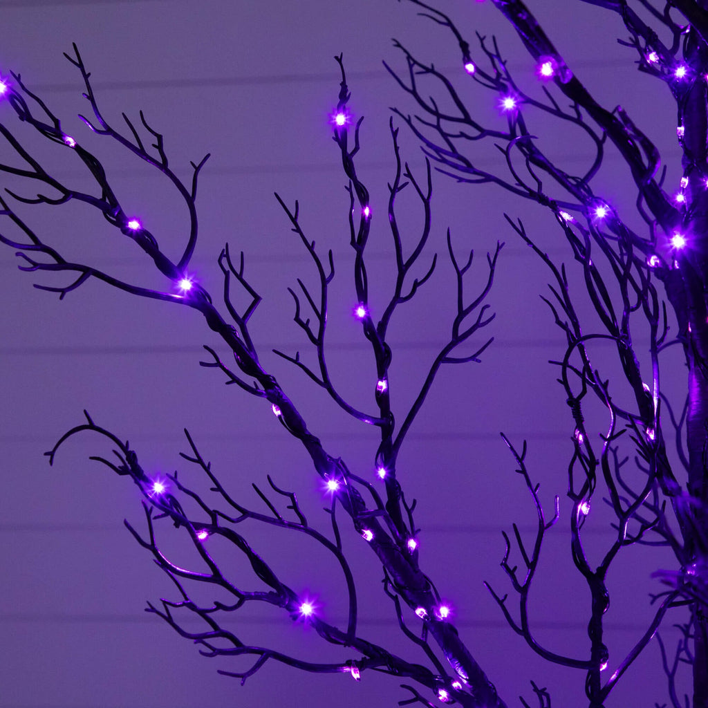 5' Pre-Lit Halloween Minimalist Twig Artificial Fall Tree with 240 Orange & Purple LED Lights