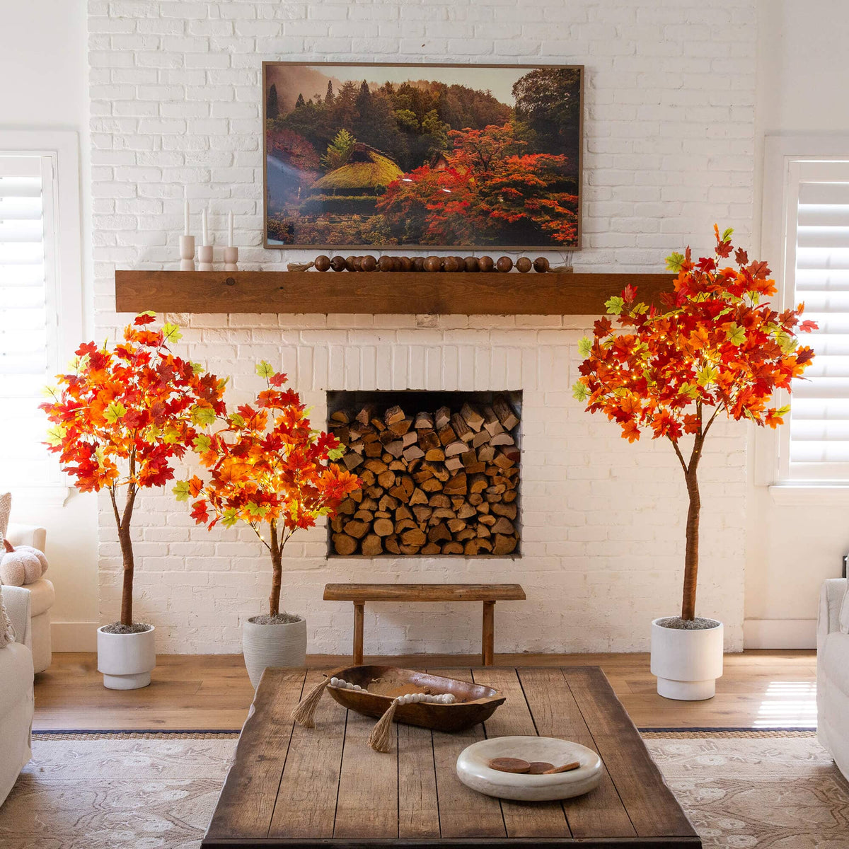 5' Pre-Lit Shades of Autumn Maple Artificial Fall Tree with 270 Warm White LED Lights