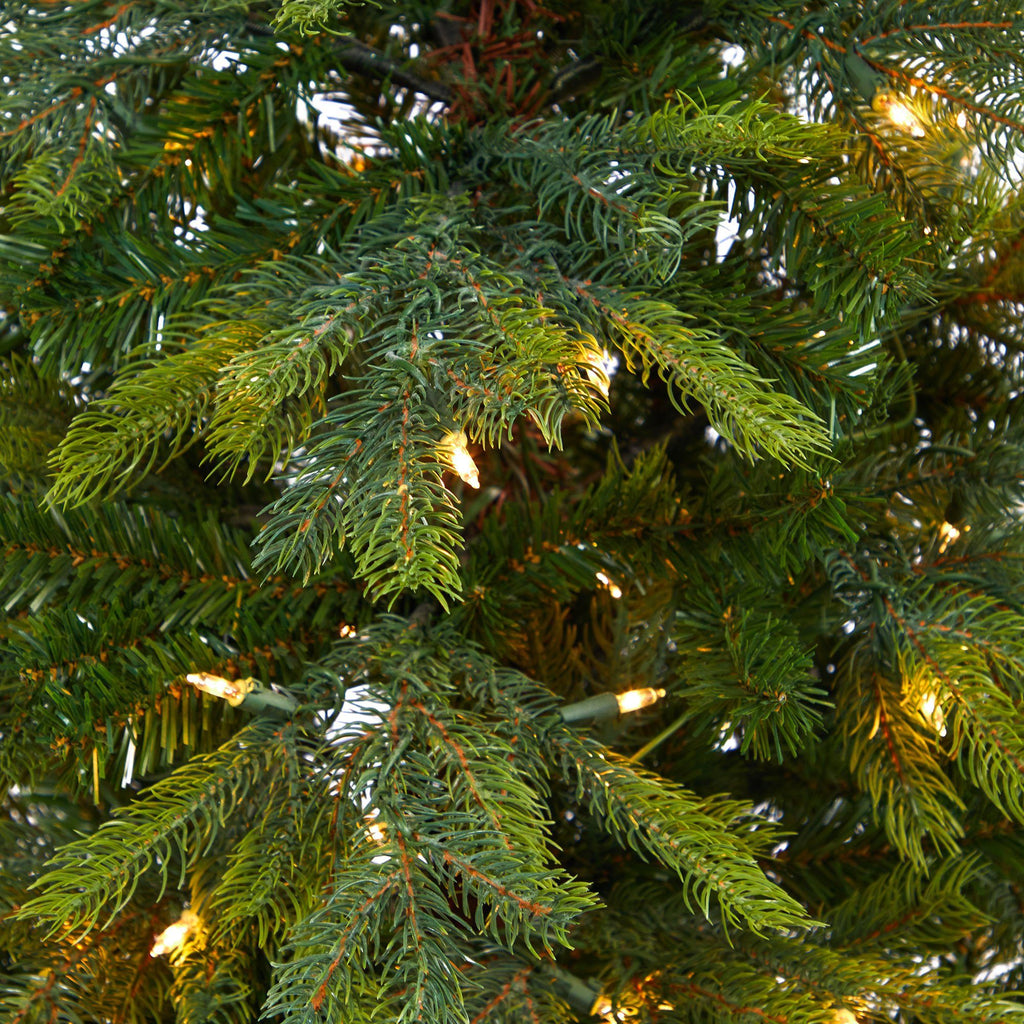 5’ North Carolina Spruce Artificial Christmas Tree with 100 Clear Lights and 207 Bendable Branches in White Planter with Stand