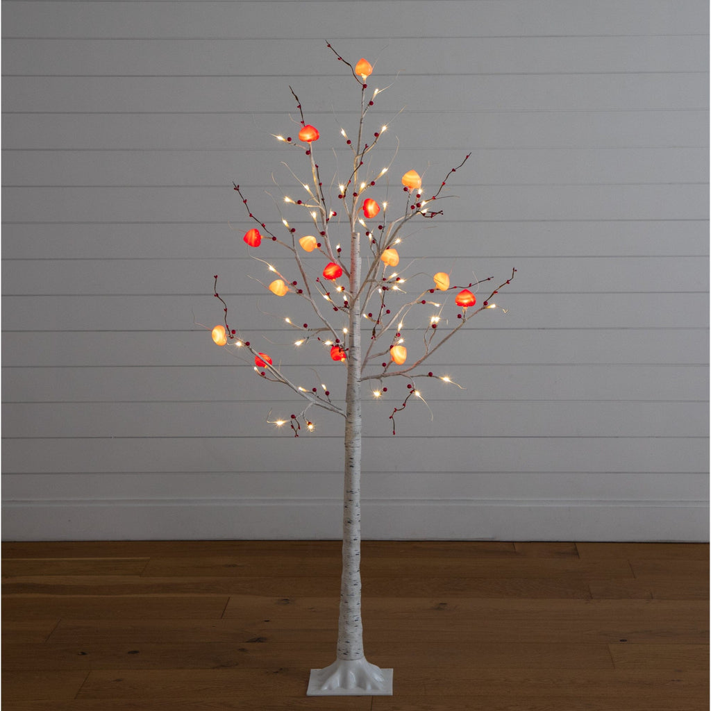 5' Pre-Lit Artificial Valentine's Day Twig Tree with 72 Heart Shaped LED Lights and Red Berries