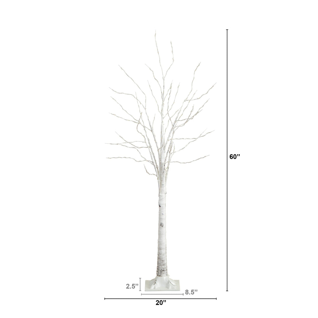 5’ Pre-Lit Artificial White Birch Tree with 240 Warm White LED Lights