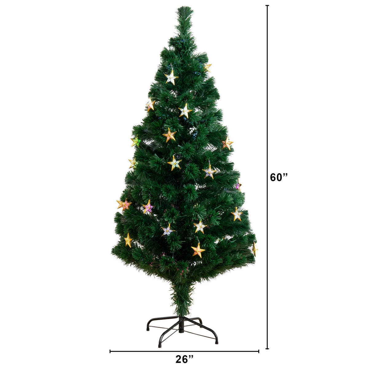 5' Pre-Lit Fiber Optic Artificial Christmas Tree with 60 Colorful Star-Shaped LED Lights