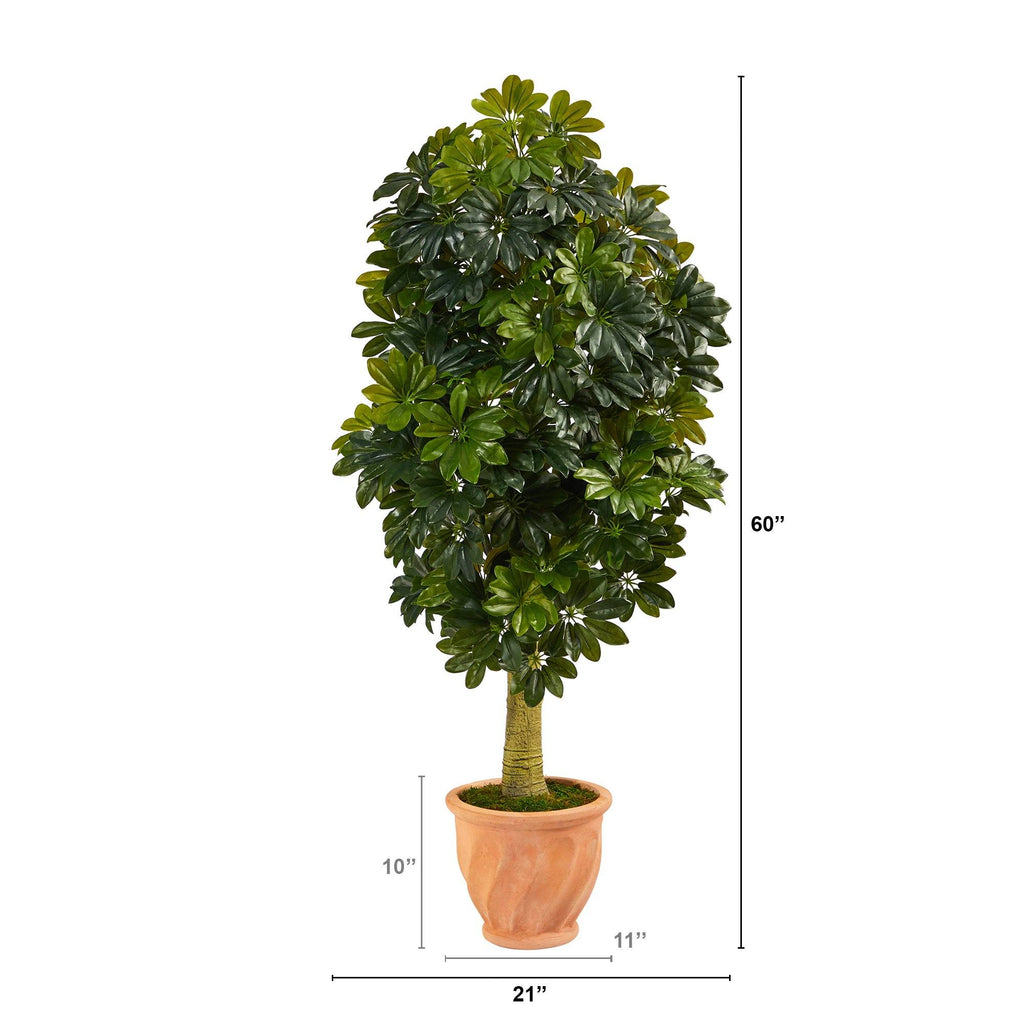 5' Schefflera Artificial Tree in Terra-Cotta Planter (Real Touch)