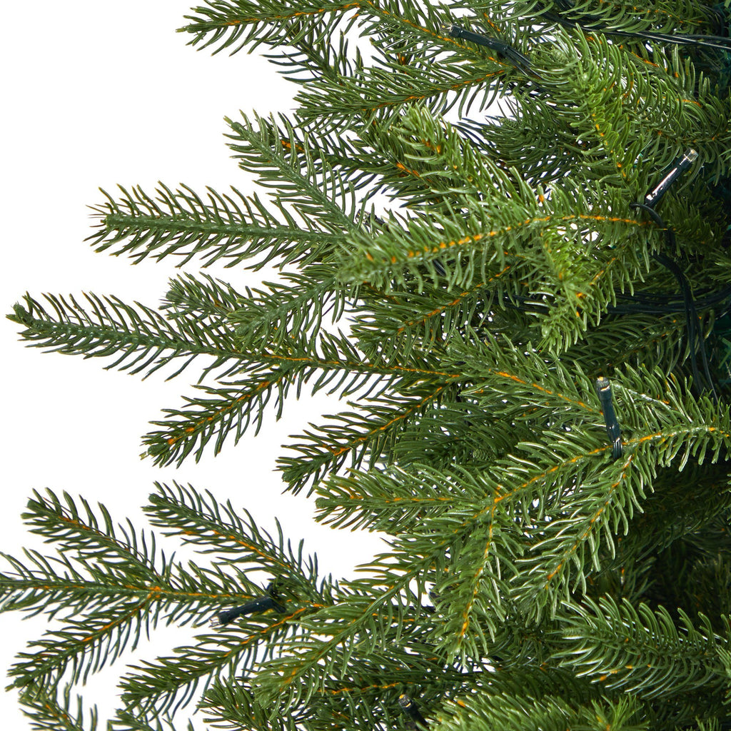 5’ Swedish Fir Artificial Christmas Tree with 160 Warm White LED Lights and 403 Bendable Branches in Tower Planter