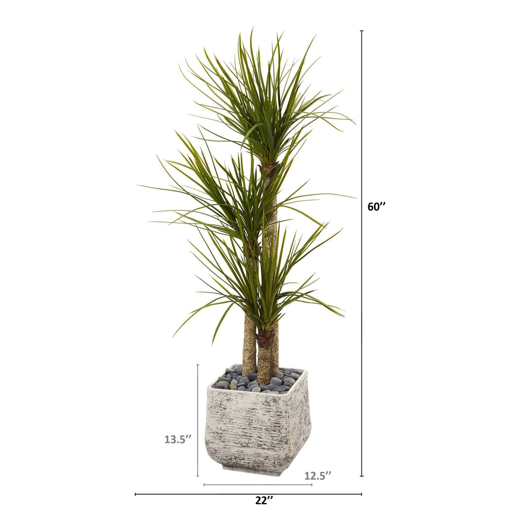 5’ Yucca Artificial Tree in White Planter
