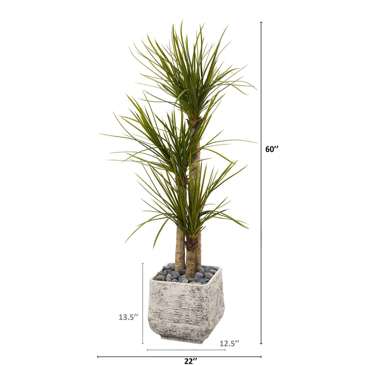 5’ Yucca Artificial Tree in White Planter