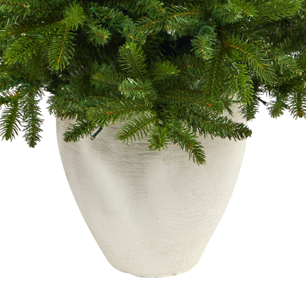 50” Sierra Spruce “Natural Look” Artificial Christmas Tree with 150 Clear LED Lights in White Planter