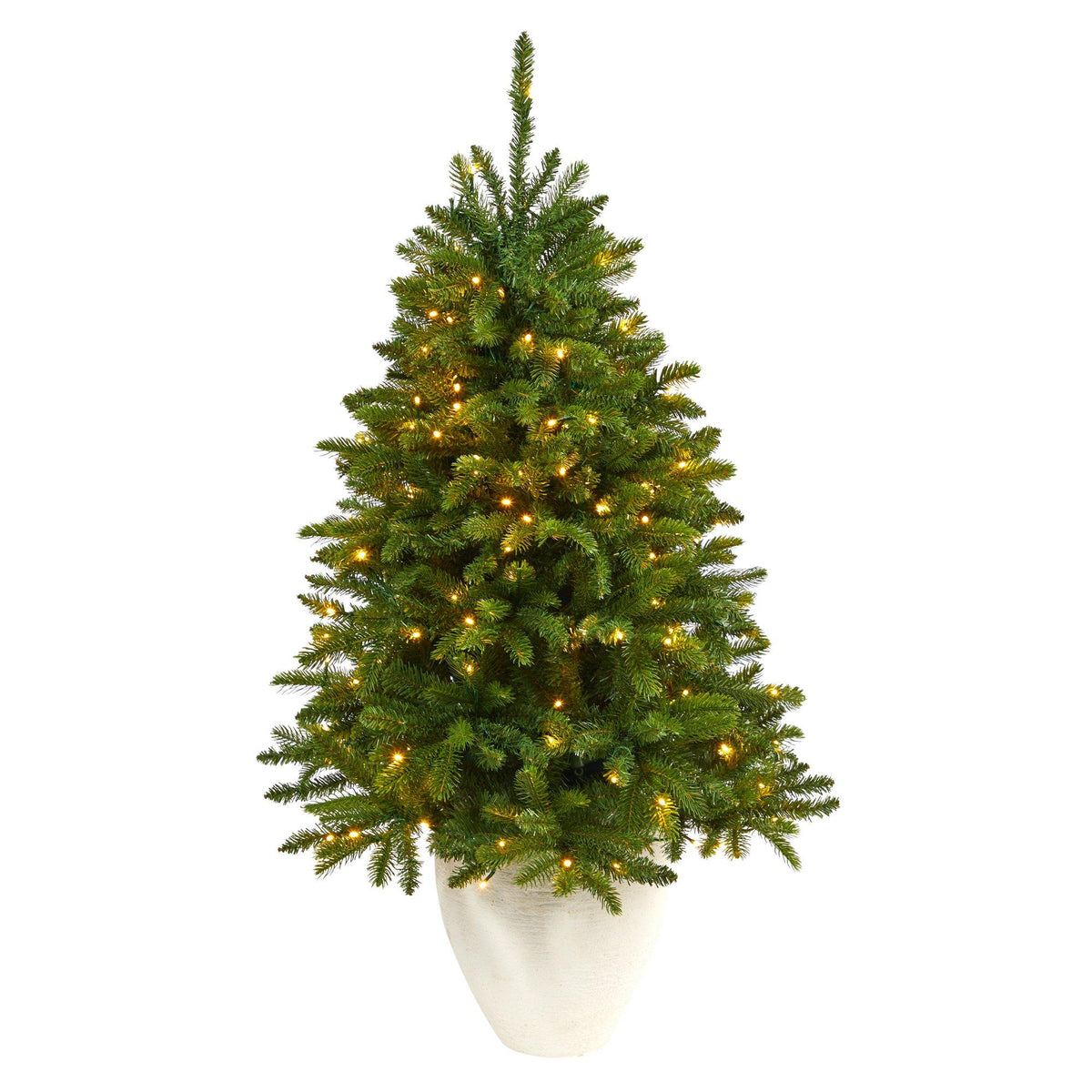 50” Sierra Spruce “Natural Look” Artificial Christmas Tree with 150 Clear LED Lights in White Planter