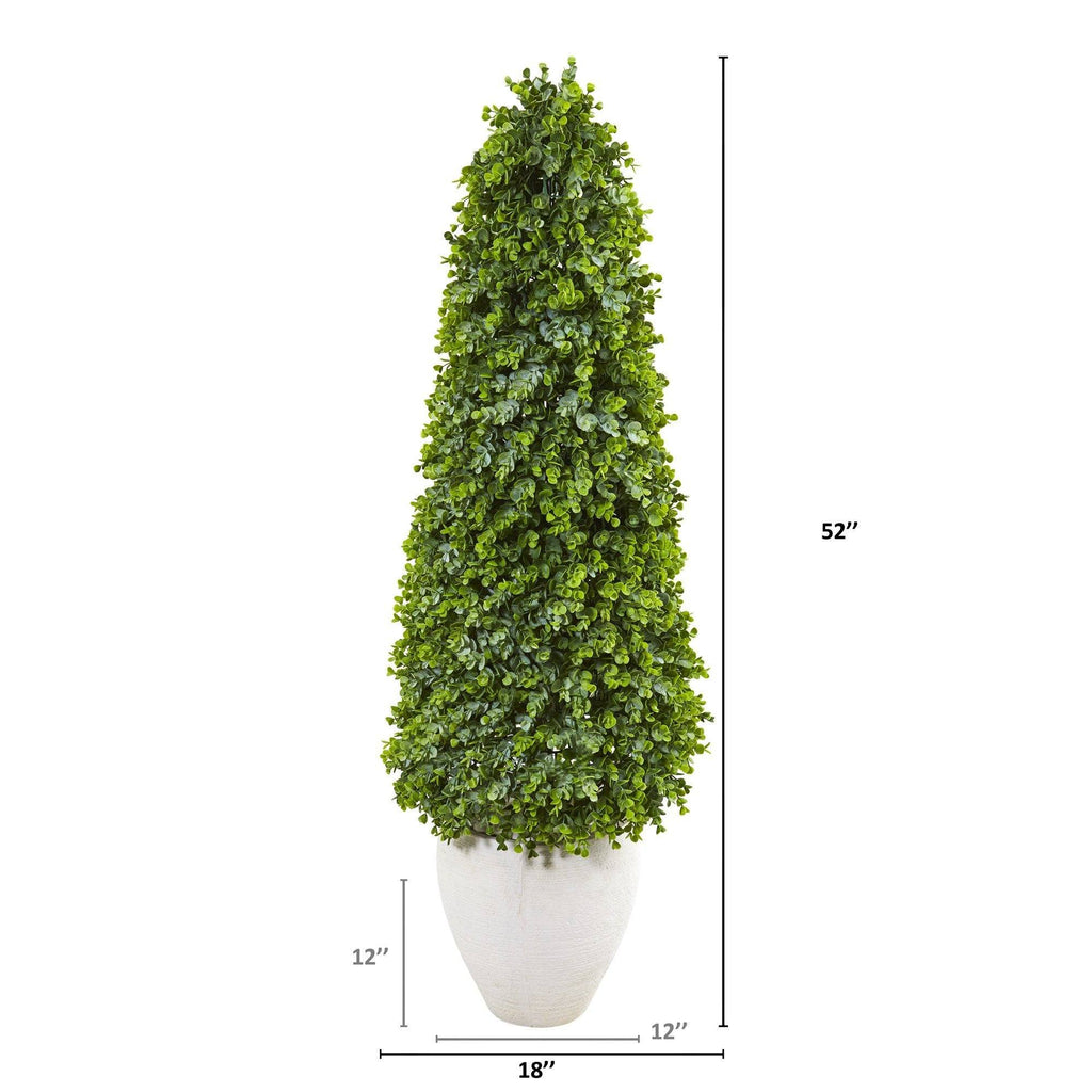 52” Eucalyptus Topiary Artificial Tree in White Planter (Indoor/Outdoor)
