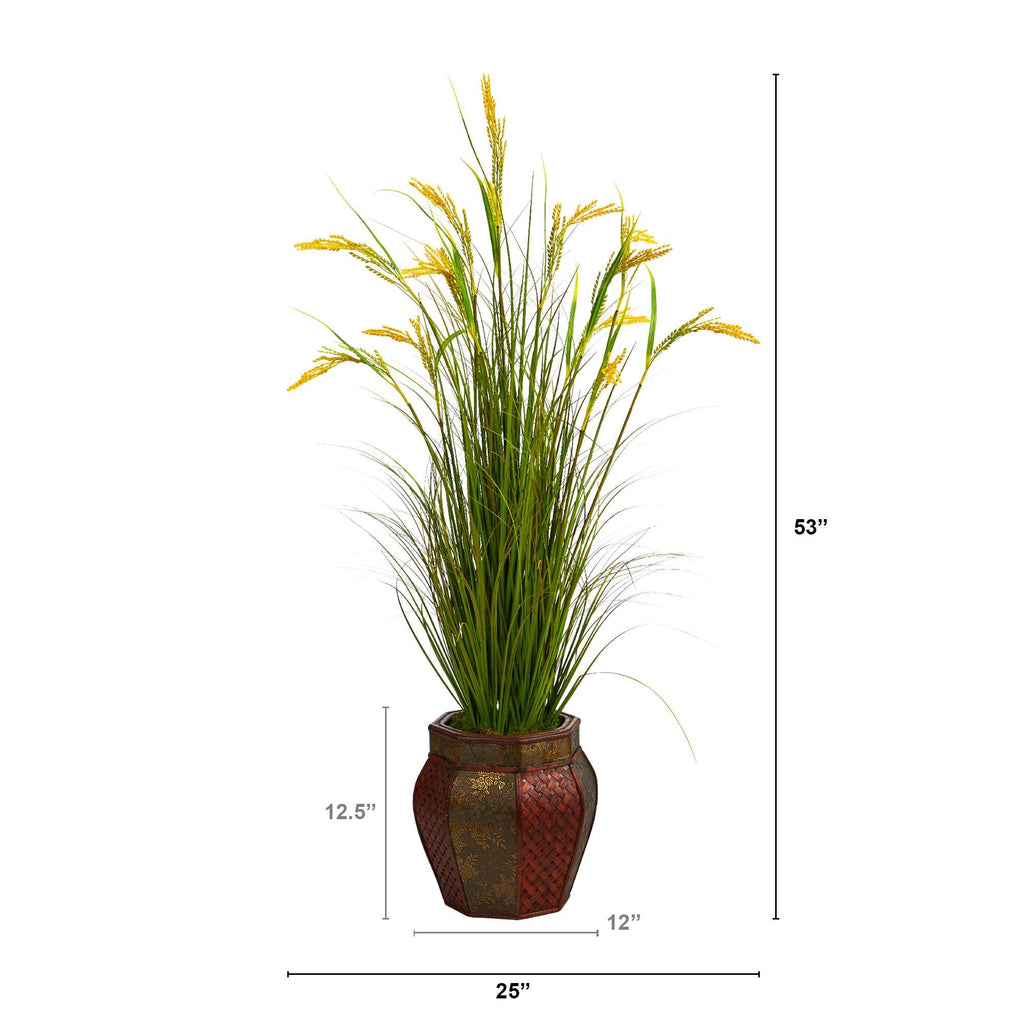 53” Wheat Grain Artificial Plant in Decorative Planter