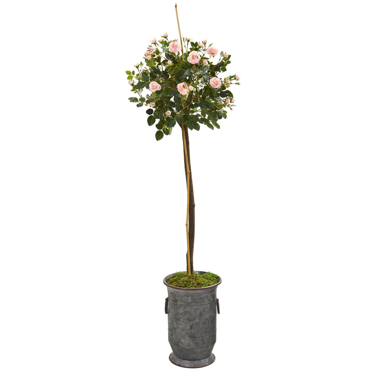 56” Rose Topiary Artificial Tree in Vintage Metal Planter