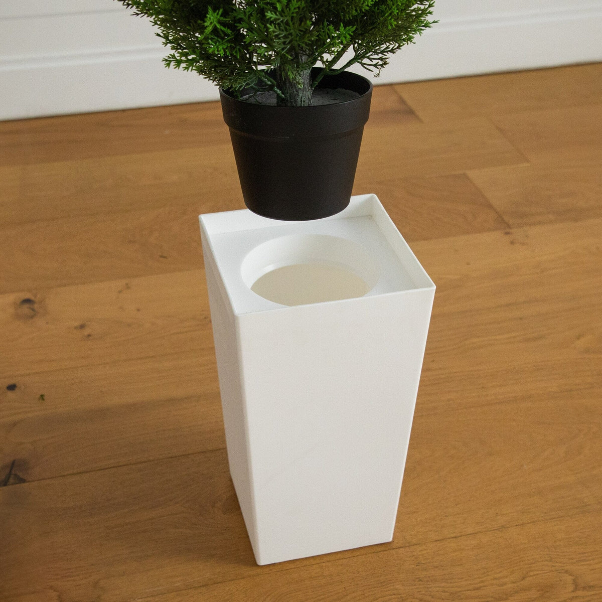 56" UV Resistant Artificial Cedar Tree in White Tower Planter (Indoor/Outdoor)