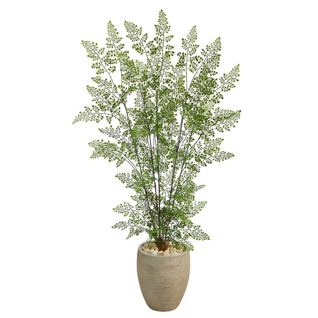 58” Ruffle Fern Artificial Tree in Sand Colored Planter