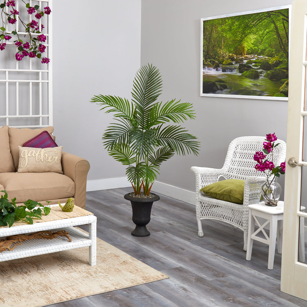 59” Areca Palm Artificial Tree in Charcoal Urn
