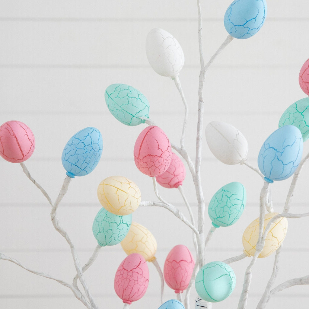 5' Pre-Lit Artificial Easter Twig Tree with 72 Egg Shaped LED Ornaments