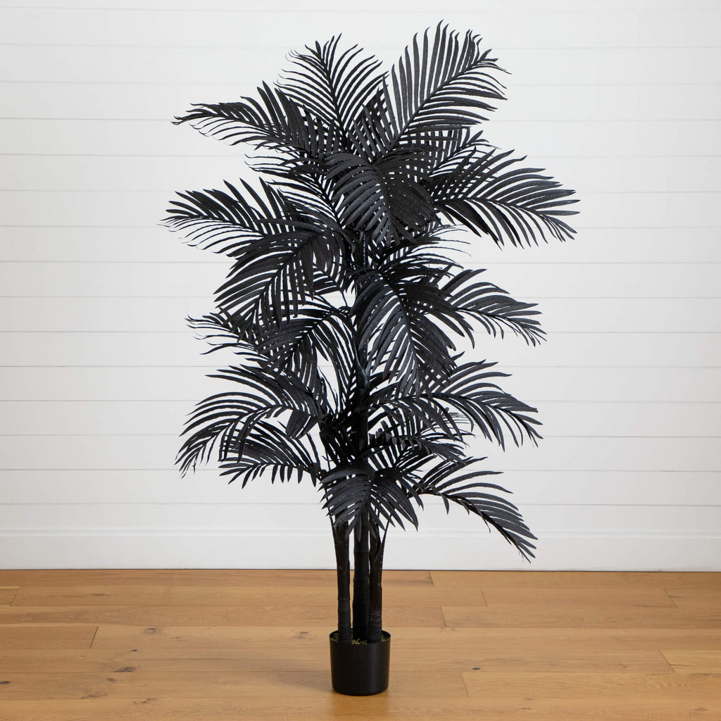 6' Artificial Halloween Black Golden Cane Tree