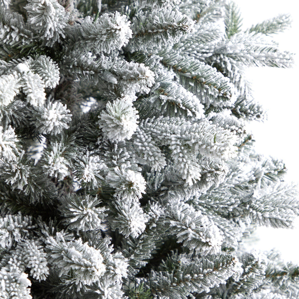 6' Aspen Mountain Fir Flocked Christmas Tree with 1198 Bendable Branches and 450 LED Lights