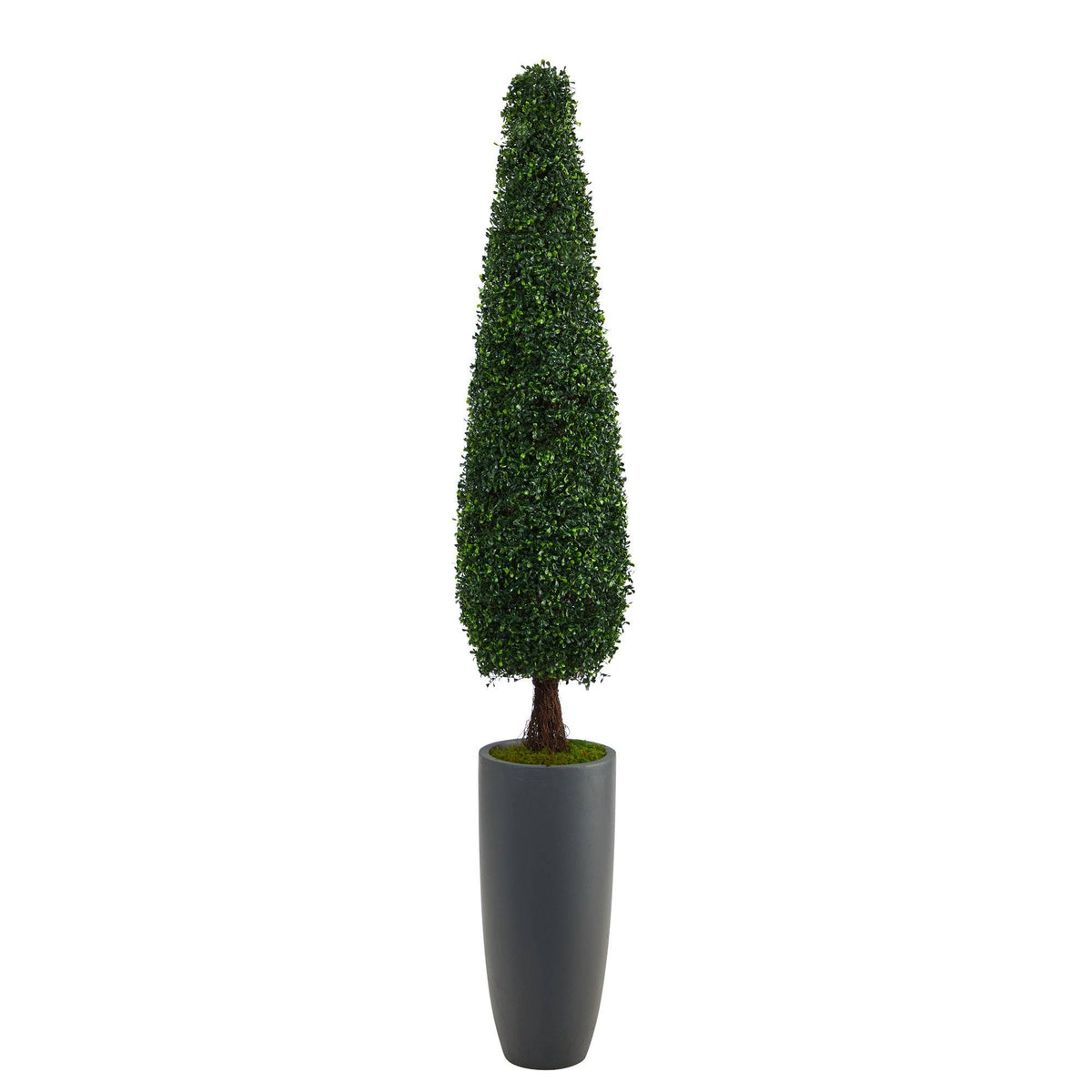 6’ Boxwood Topiary Artificial Tree in Gray Planter (Indoor/Outdoor)