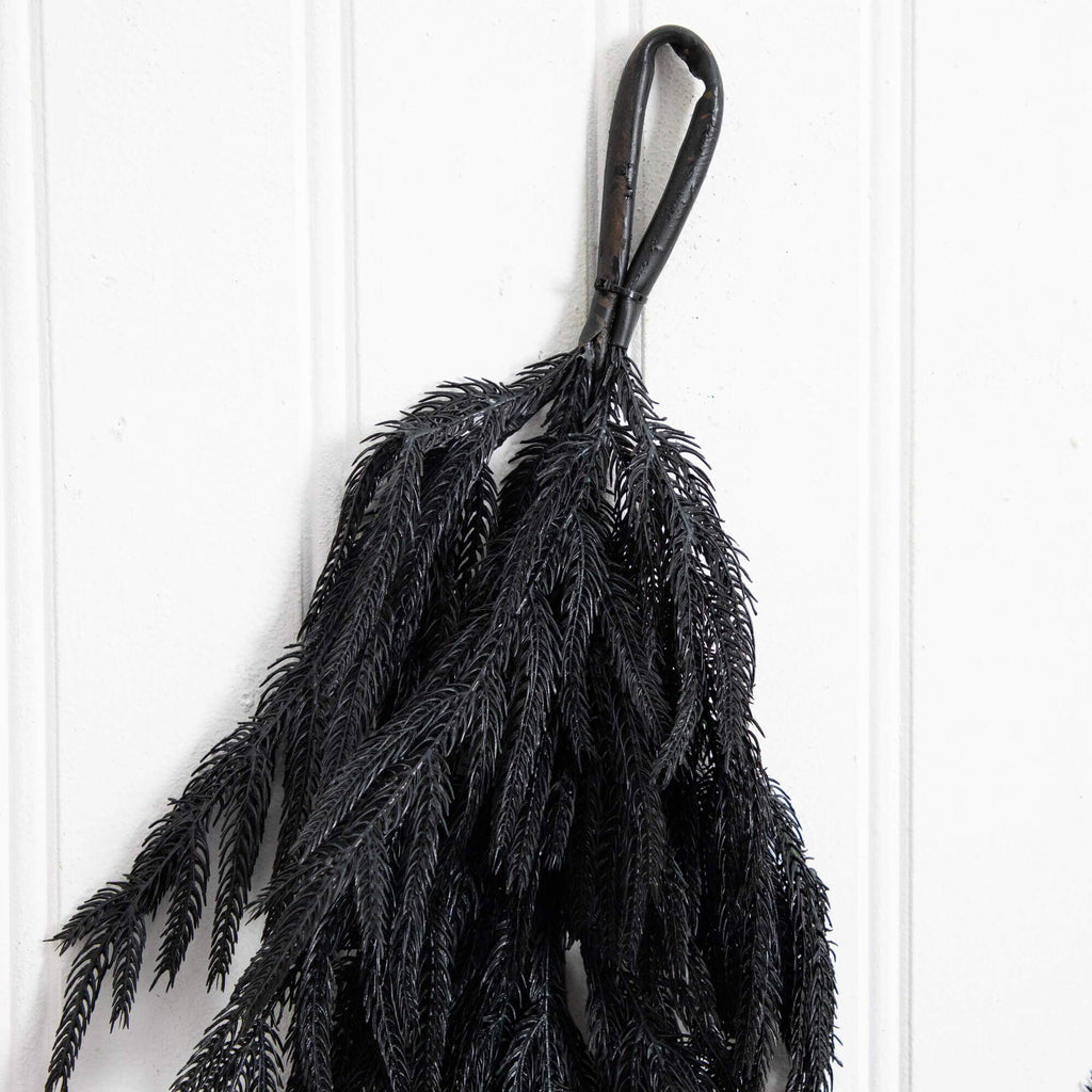 6' Artificial Real Touch Halloween Black Norfolk Island Pine Garland with Natural Look