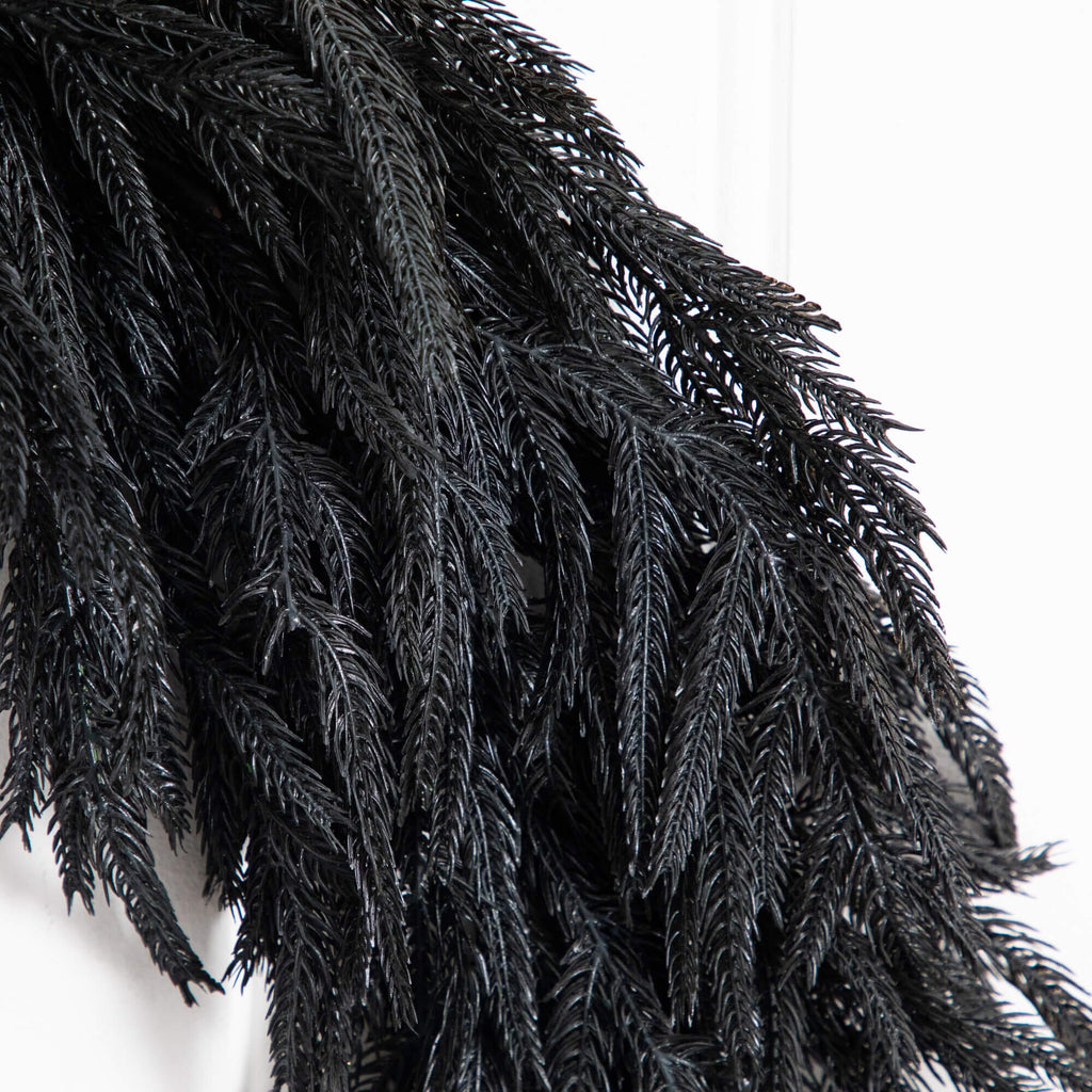 6' Artificial Real Touch Halloween Black Norfolk Island Pine Garland with Natural Look