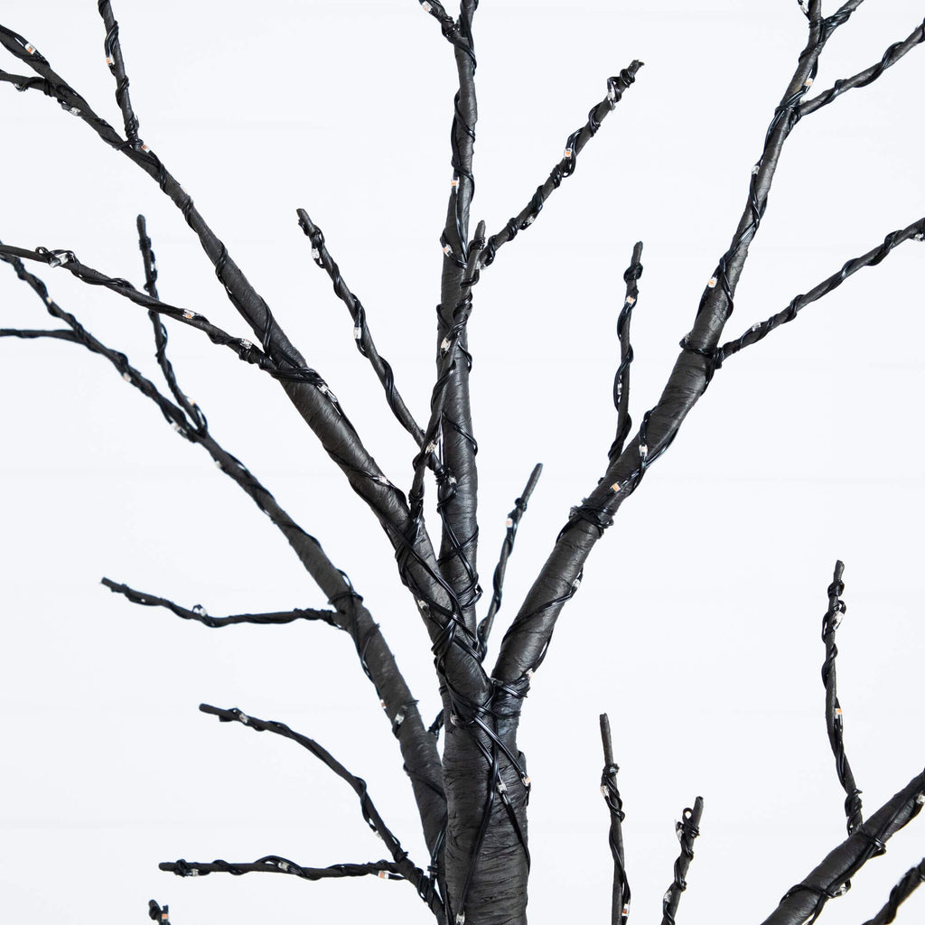 6'  Pre-Lit Artificial Halloween Twig Tree with 480 Orange & Purple LED Lights