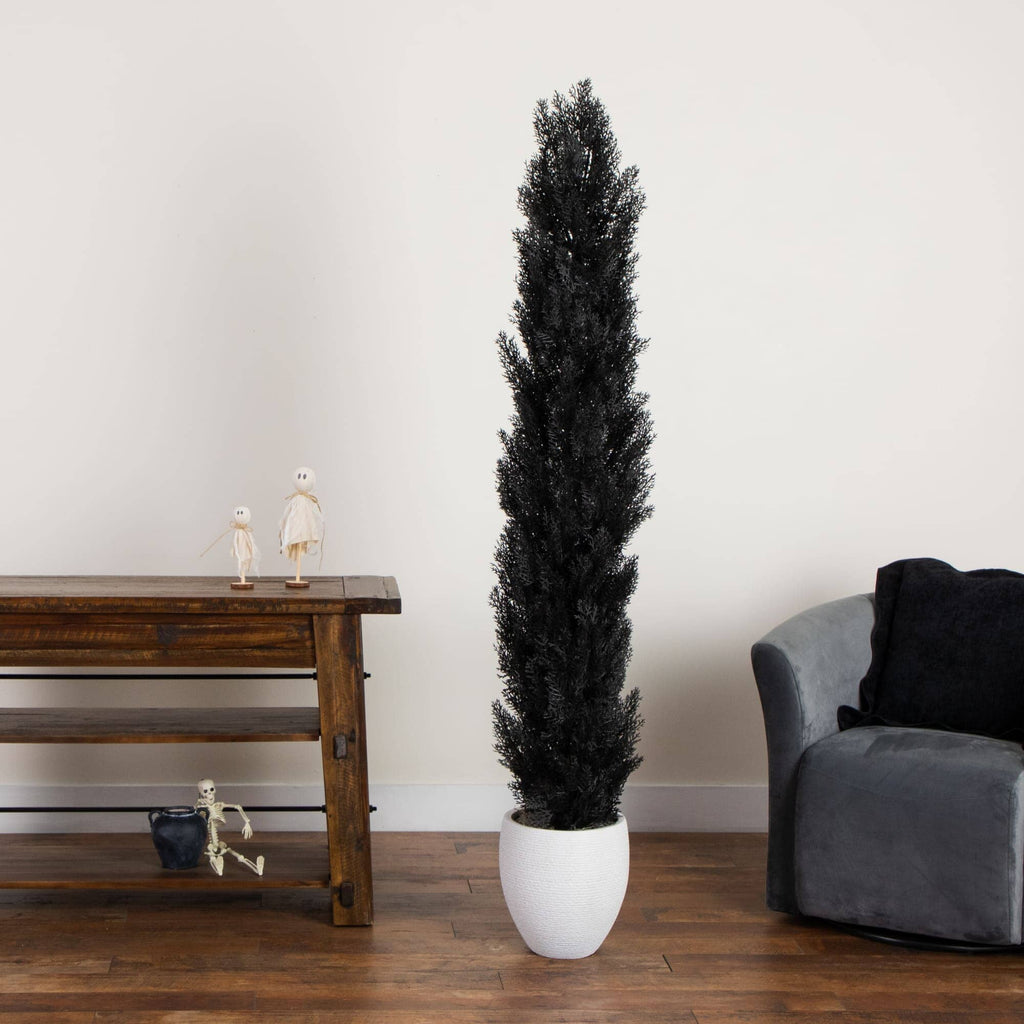 6' UV Resistant Artificial Halloween Black Cedar Tree (Indoor/Outdoor)