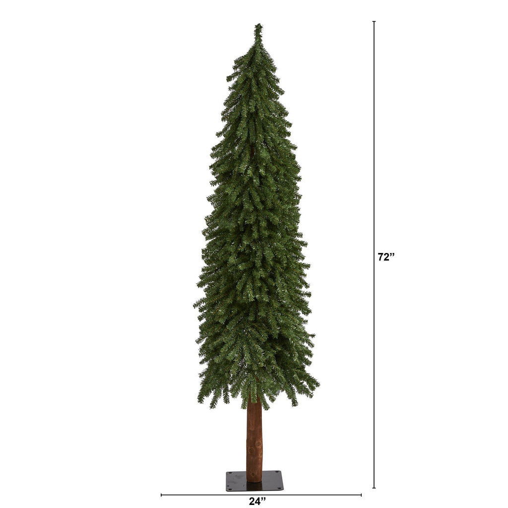 6’ Grand Alpine Artificial Christmas Tree with 601 Bendable Branches on Natural Trunk