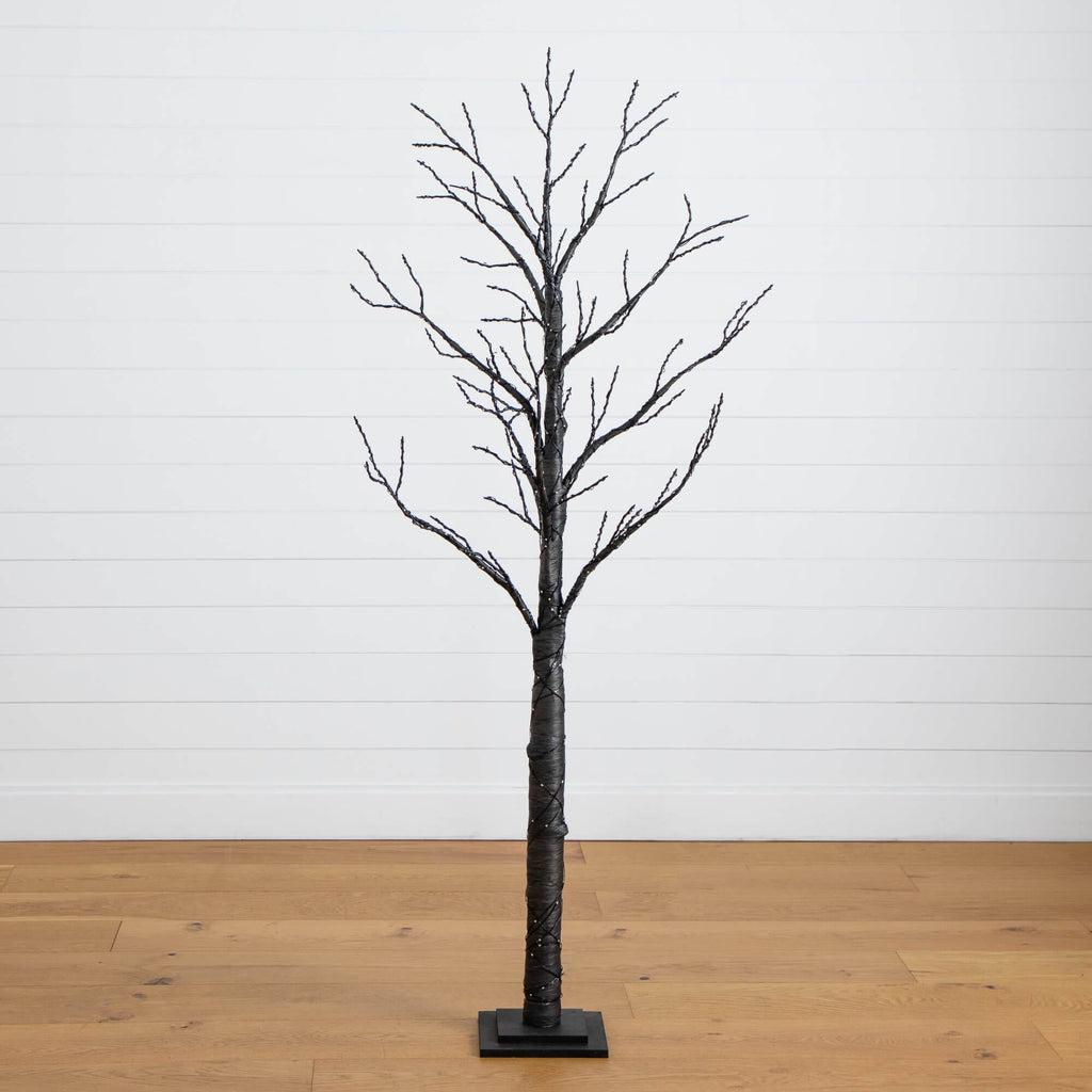 6'  Pre-Lit Artificial Halloween Twig Tree with 480 Orange & Purple LED Lights
