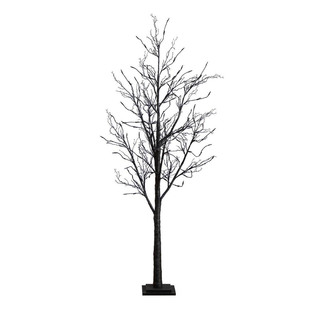 6’ Pre-Lit Halloween Black Twig Artificial Tree with 300 Orange & Purple LED Lights