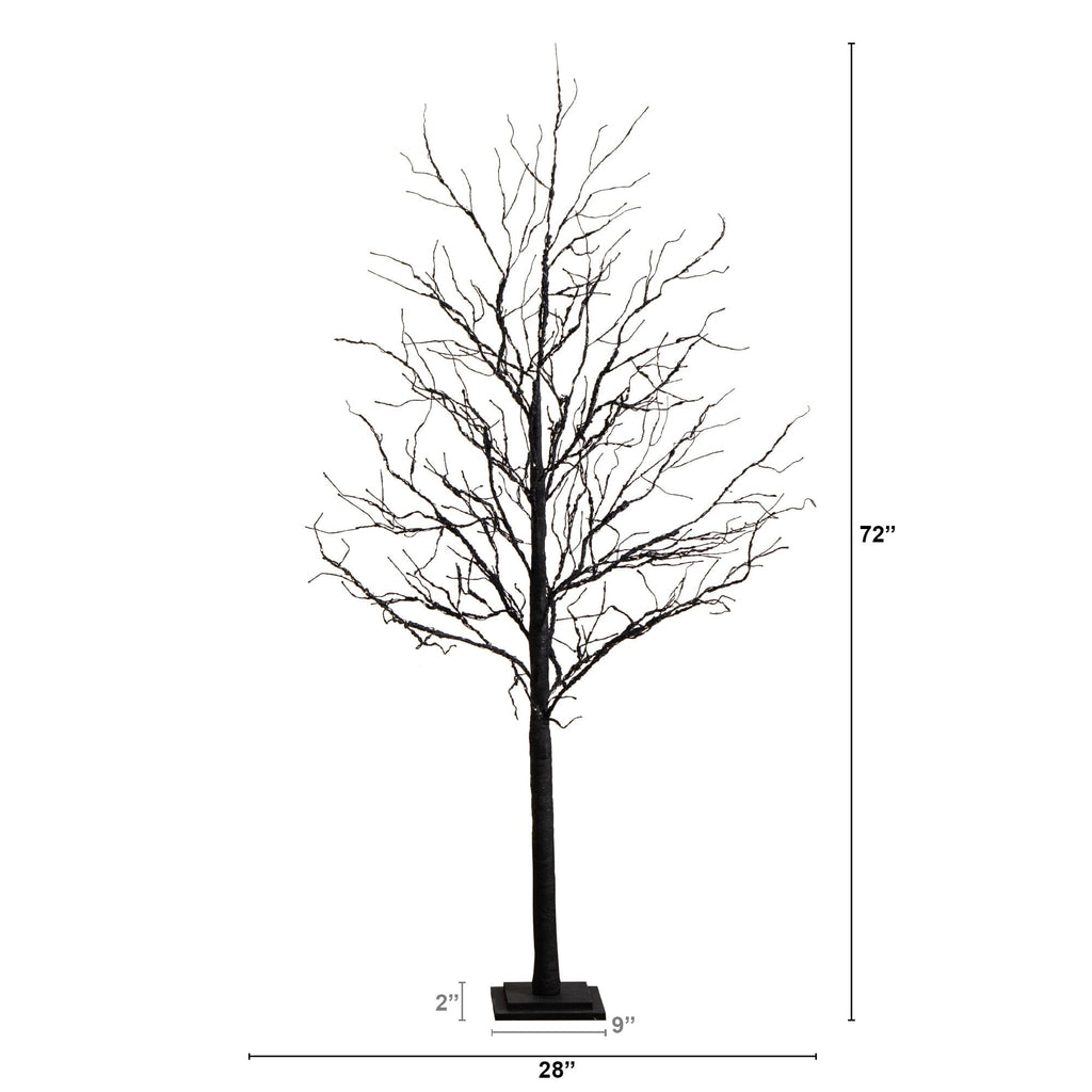 6’ Pre-Lit Halloween Deluxe Black Twig Artificial Tree with 156 Orange & Purple LED Lights