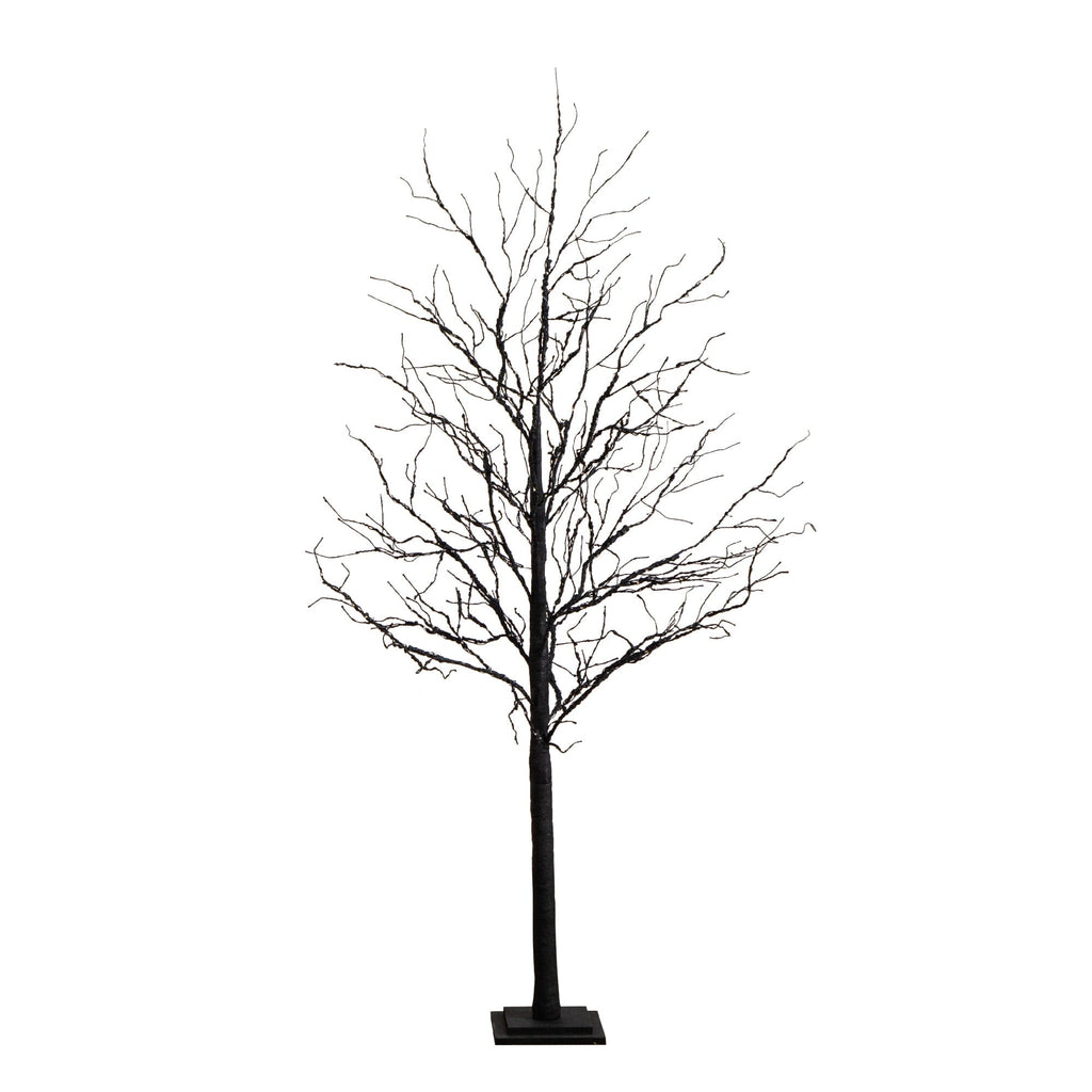 6’ Pre-Lit Halloween Deluxe Black Twig Artificial Tree with 156 Orange & Purple LED Lights