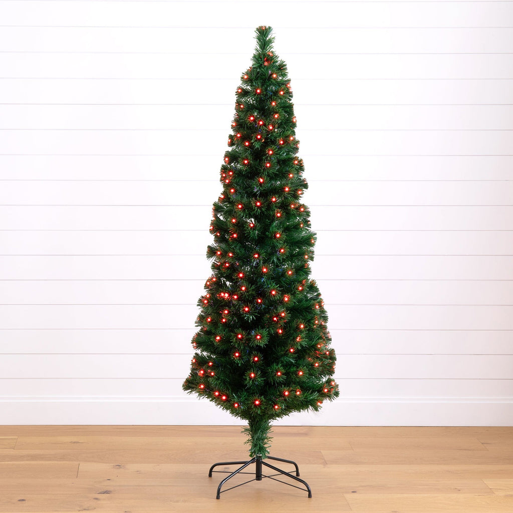 6' Slim Pre-Lit Fiber Optic Artificial Christmas Tree with 282 Colorful LED Lights