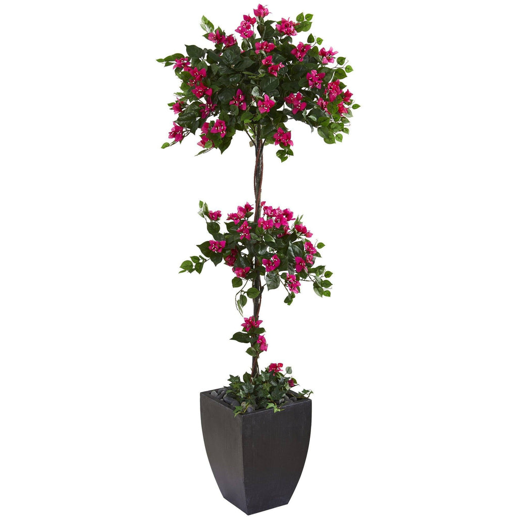 63” Bougainvillea Artificial Topiary Tree in Black Planter