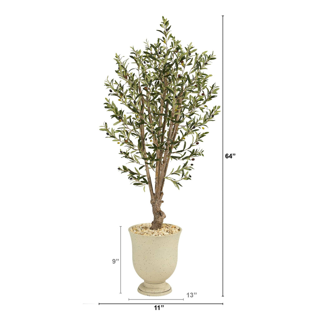 64” Olive Artificial Tree in Decorative Urn