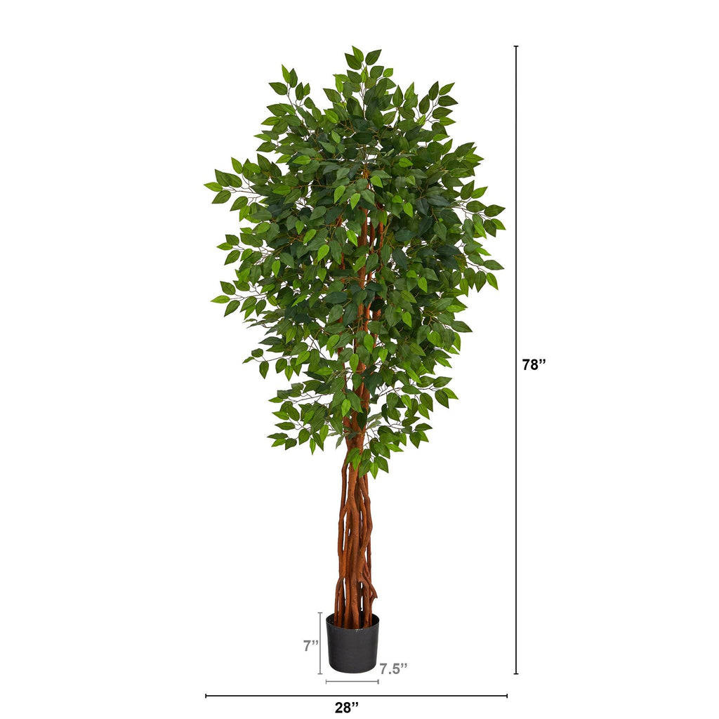 6.5’ Super Deluxe Ficus Artificial Tree with Natural Trunk