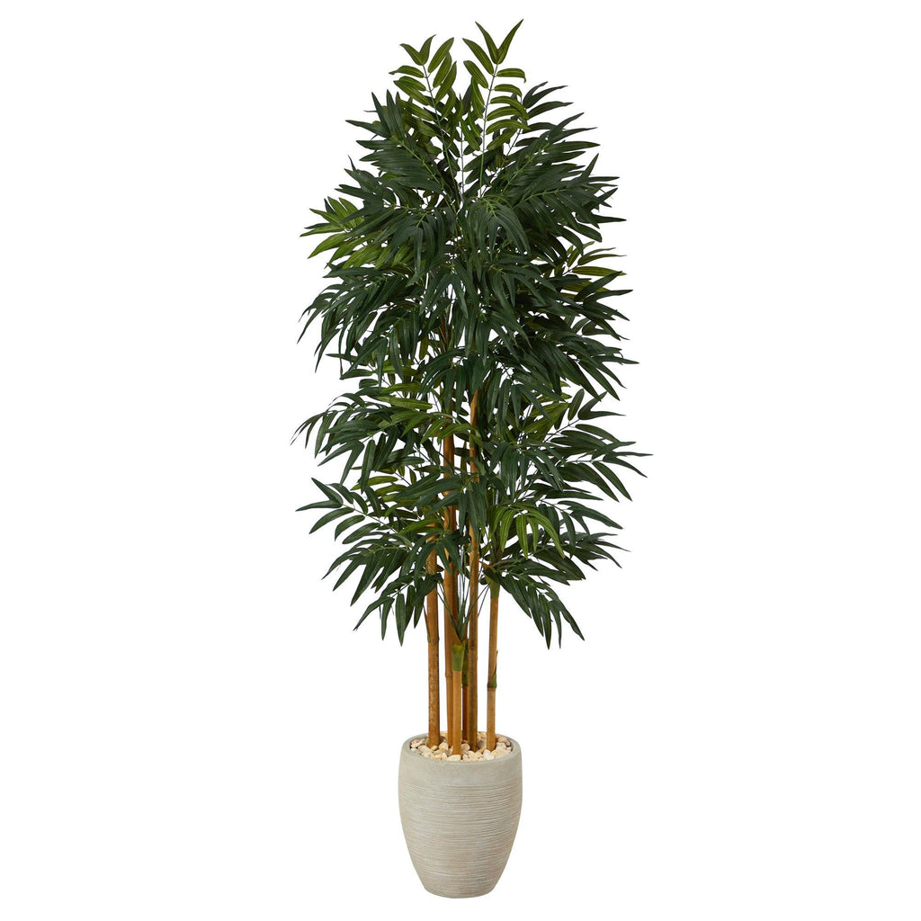 69” Phoenix Palm Artificial tree in White Planter with Stand