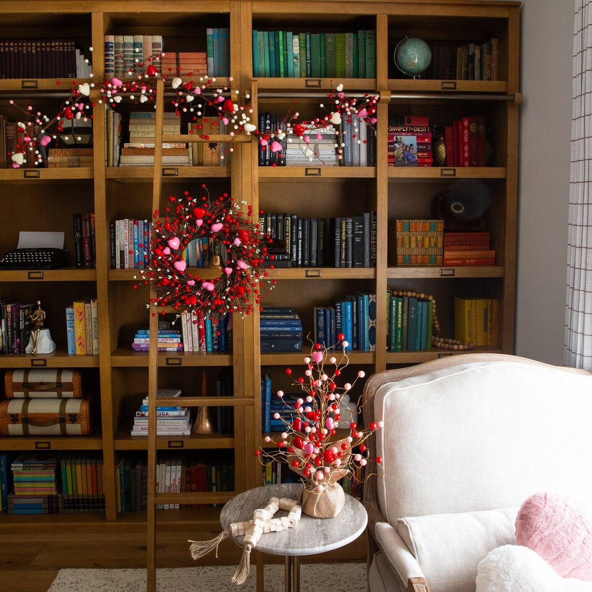 6' Artificial Valentine's Day Heart & Berry Twig Garland