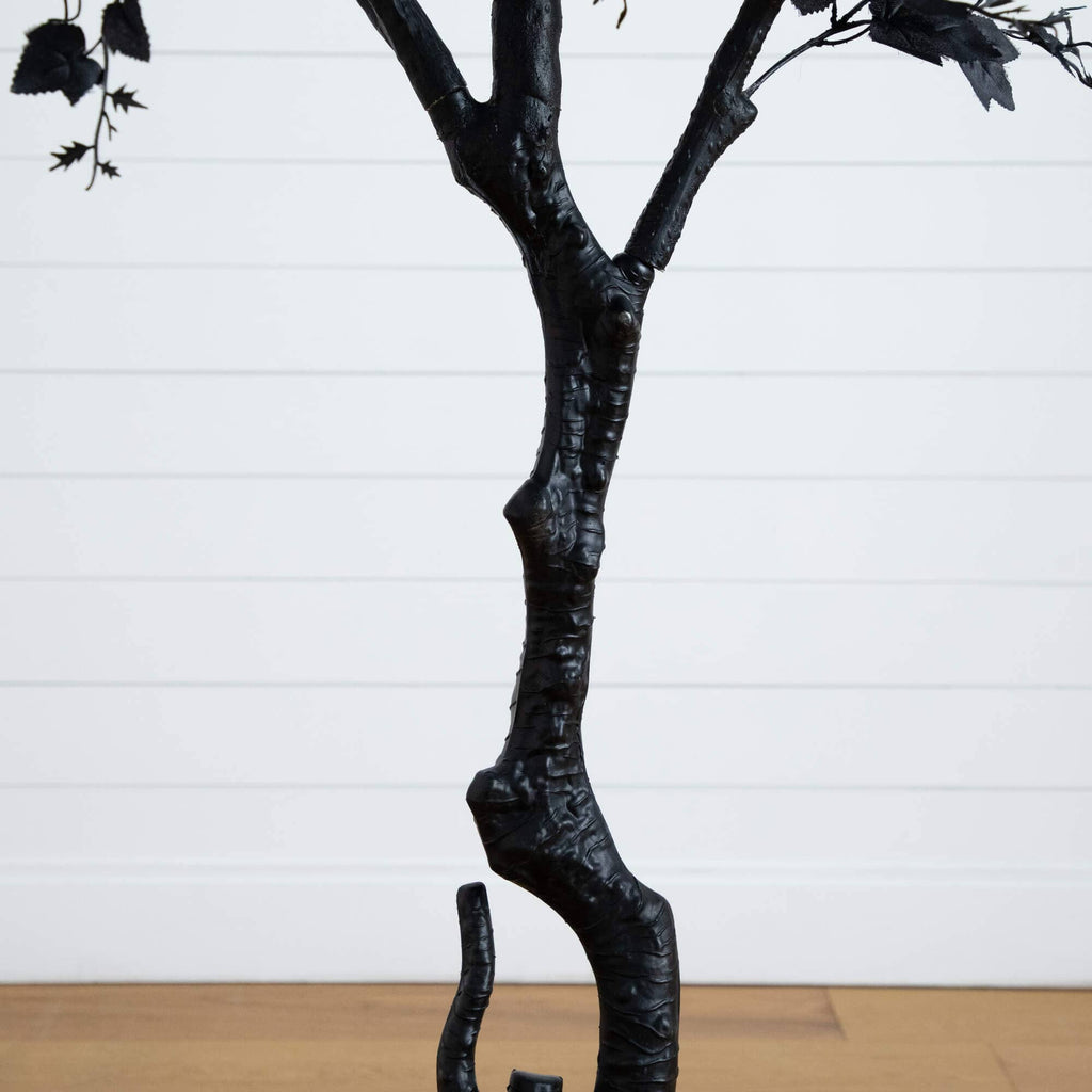 7' Artificial Halloween Black Maple Tree