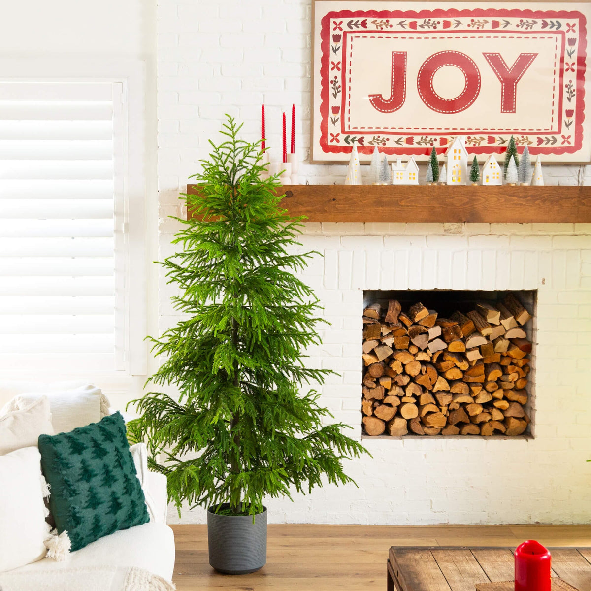 7' Artificial Real Touch Norfolk Island Pine Christmas Tree with Natural Look