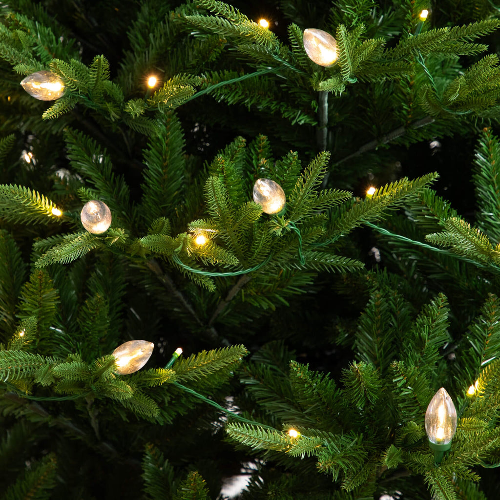 7' Pre-Lit Artificial Luxembourg Pine Christmas Tree with 340 Multicolored Traditional Bulb LED Lights