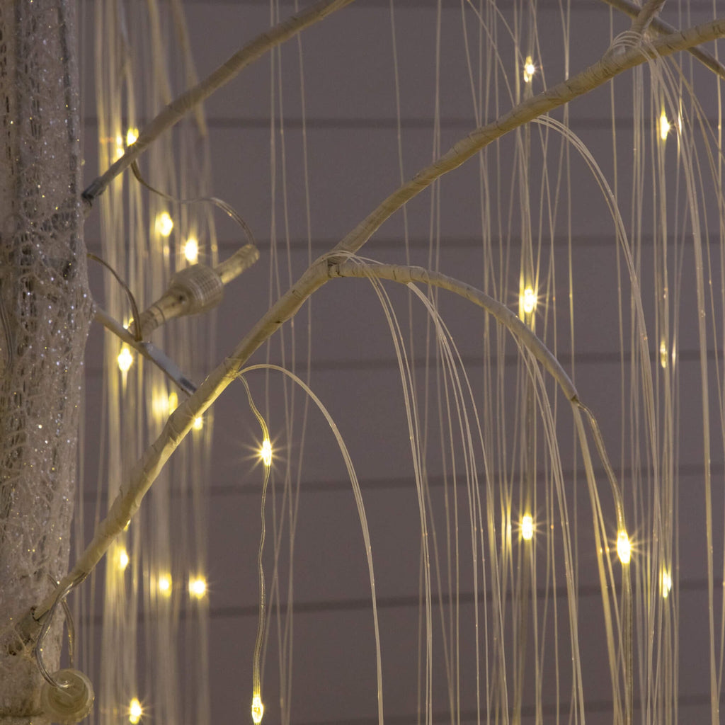 7' Pre-Lit Artificial White Willow Christmas Tree with 400 Cool White LED Light