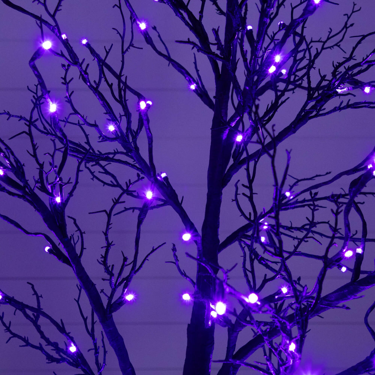 7' Pre-Lit Halloween Deluxe Black Twig Artificial Tree with 180 Orange & Purple LED Lights