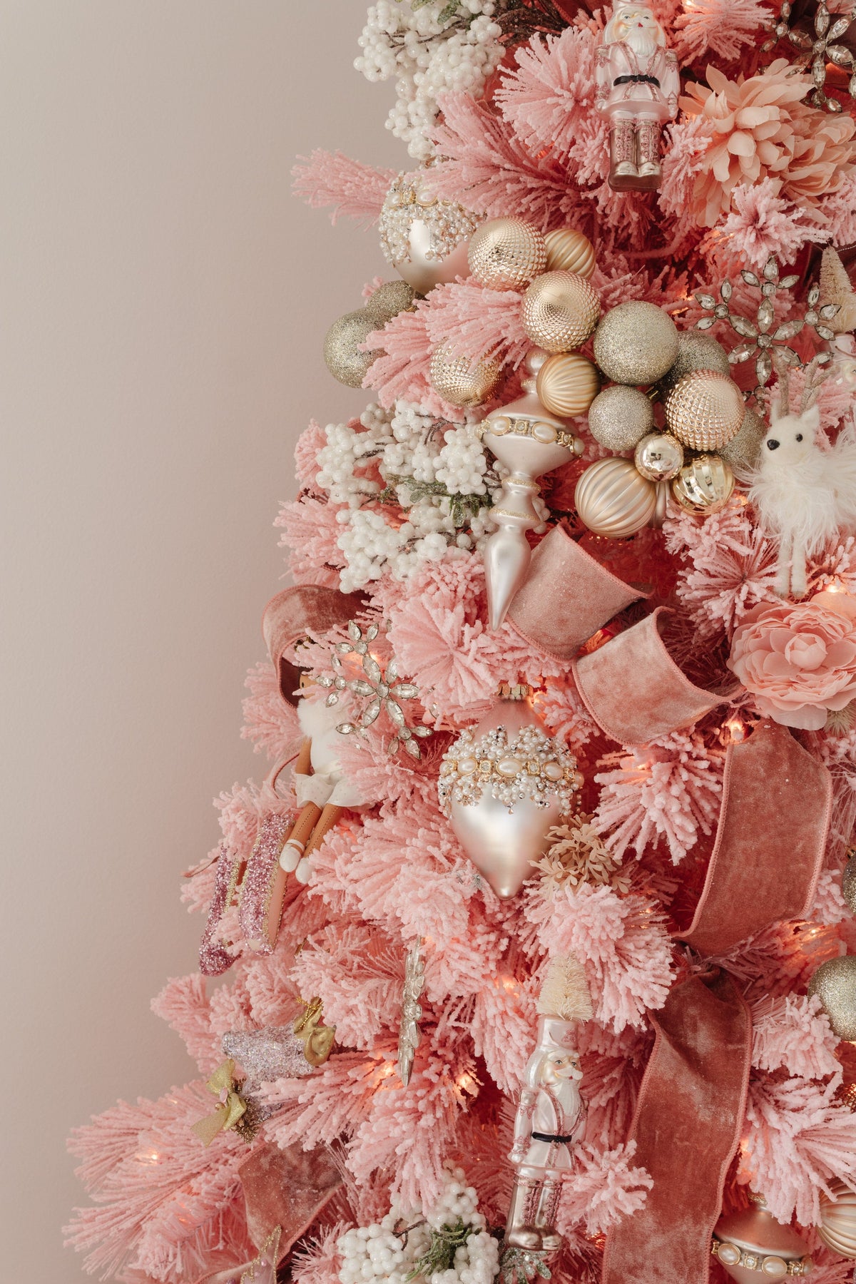 7' Holiday Pink Cashmere Christmas Tree with 300 lights and 599 Bendable Branches