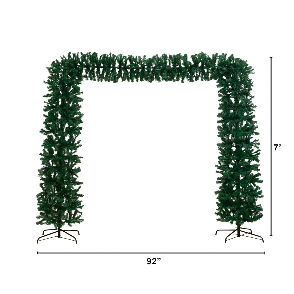 7’ Pre-Lit Artificial Holiday Green Chirstmas Pine Archway with 650 Multifunction Warm White LED Lights