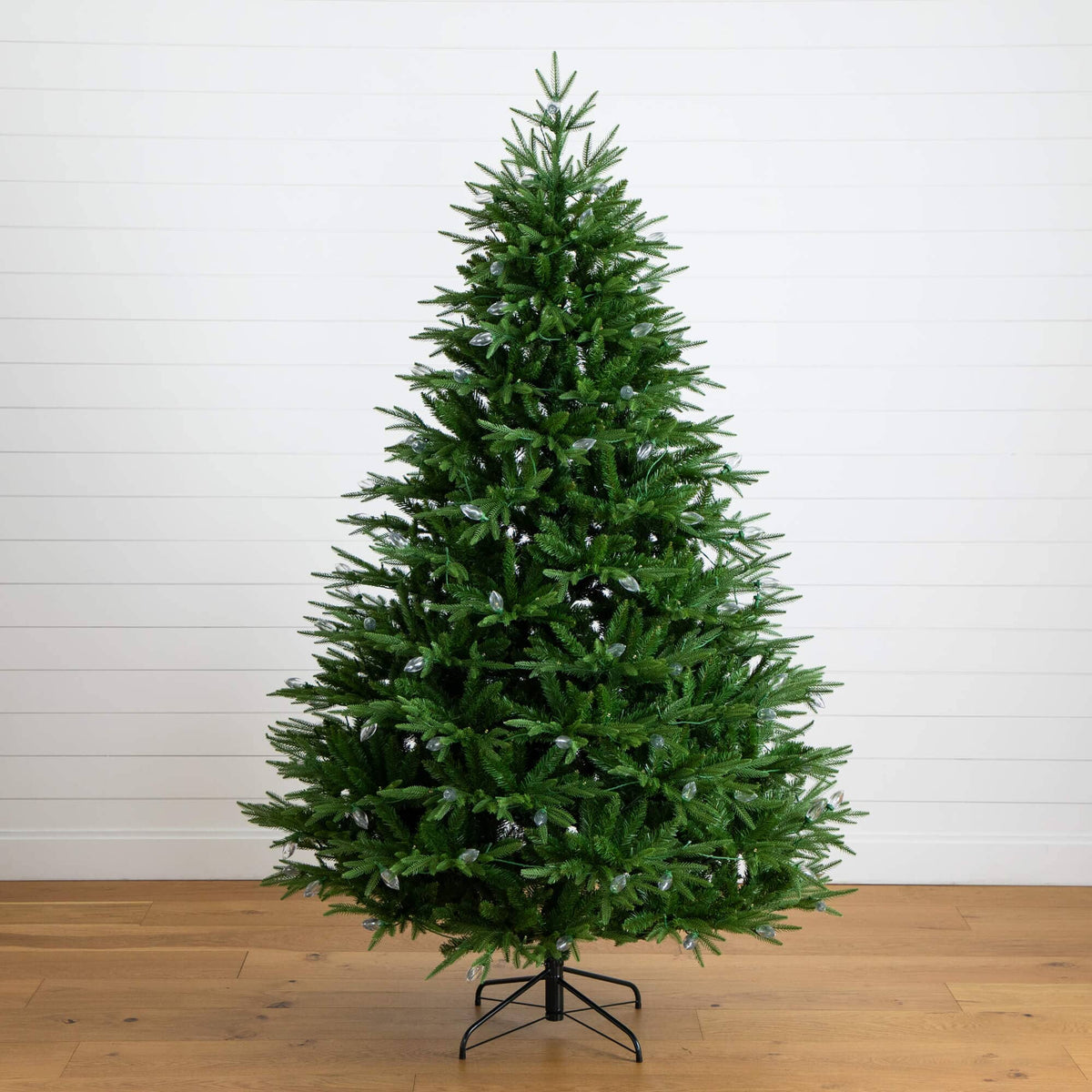 7' Pre-Lit Artificial Luxembourg Pine Christmas Tree with 340 Multicolored Traditional Bulb LED Lights