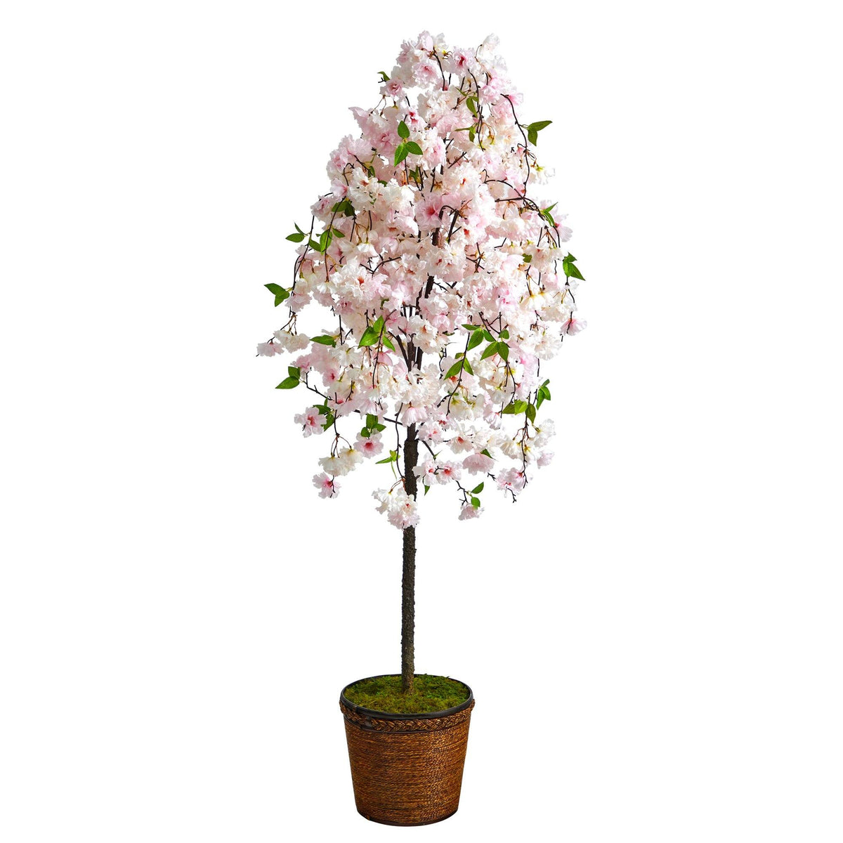 70” Cherry Blossom Artificial Tree in Wicker Planter