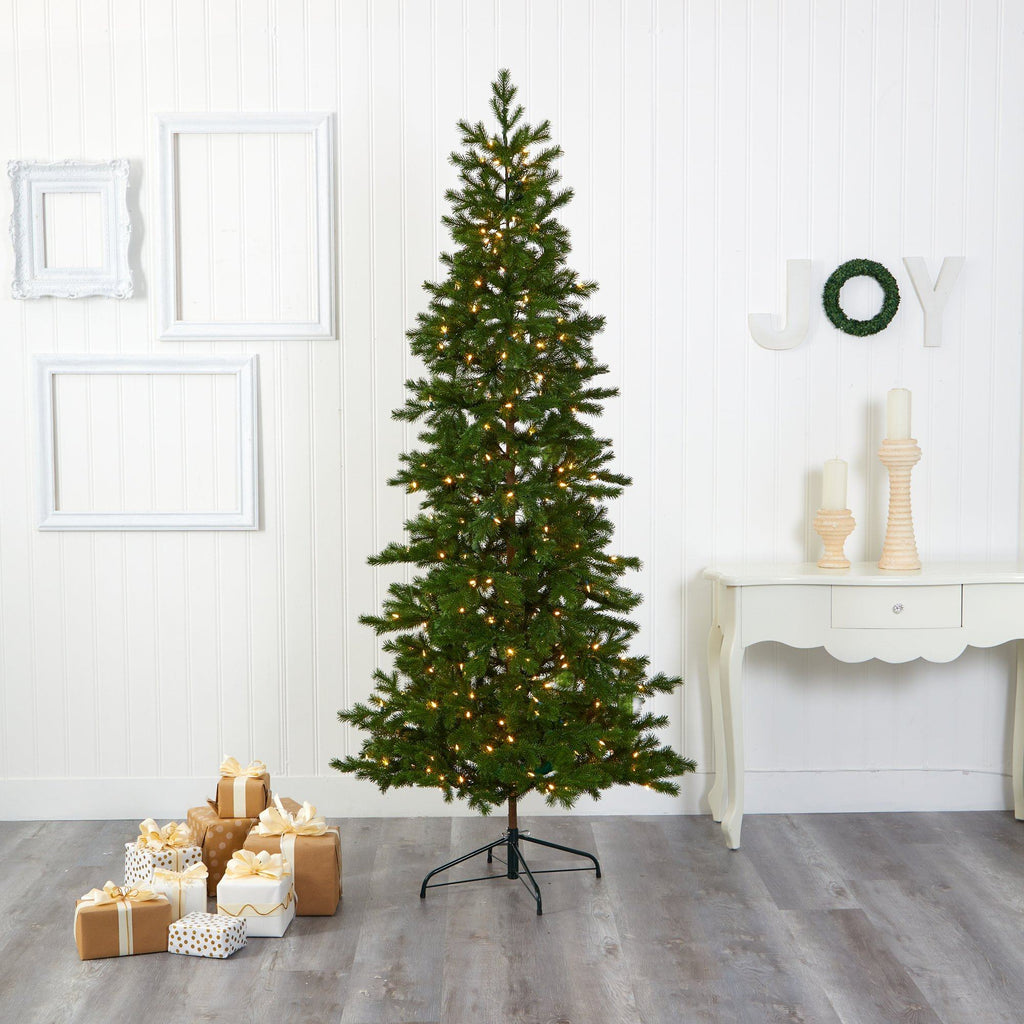 7.5' Big Sky Spruce Artificial Christmas Tree with 300 Clear Warm (Multifunction) LED Lights and 385 Bendable Branches