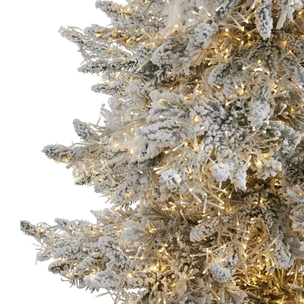 7.5' Flocked Grand Northern Rocky Fir Artificial Christmas Tree with 6672 Warm Cluster (Multifunction) LED Lights and 1071 Bendable Branches