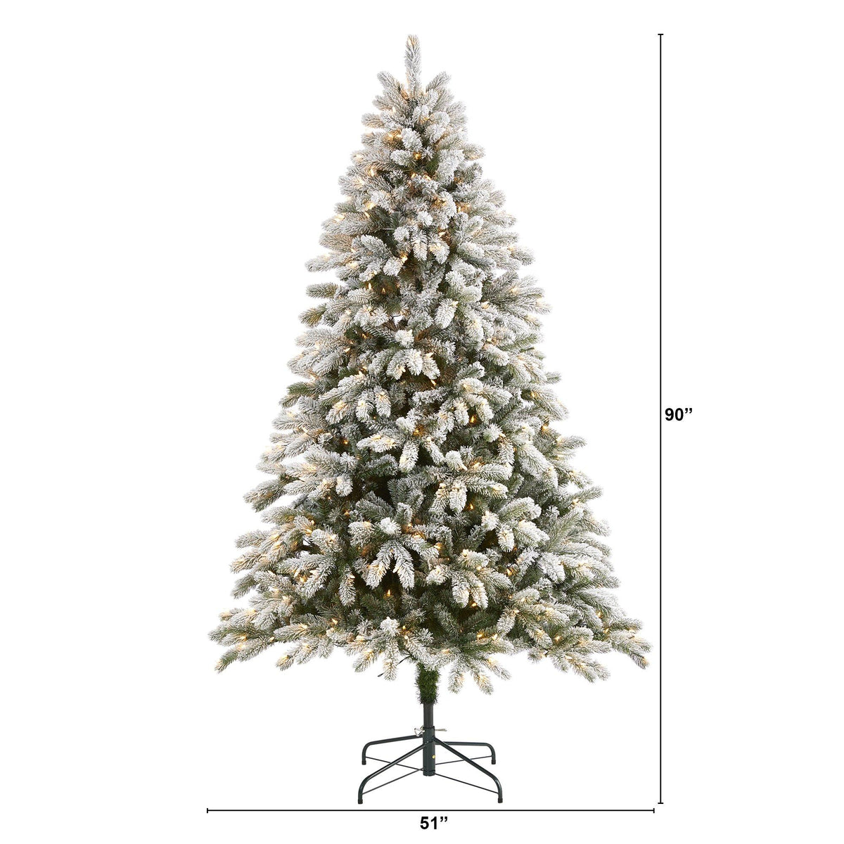7.5’ Flocked South Carolina Spruce Artificial Christmas Tree with 600 Clear Lights and 1537 Bendable Branches